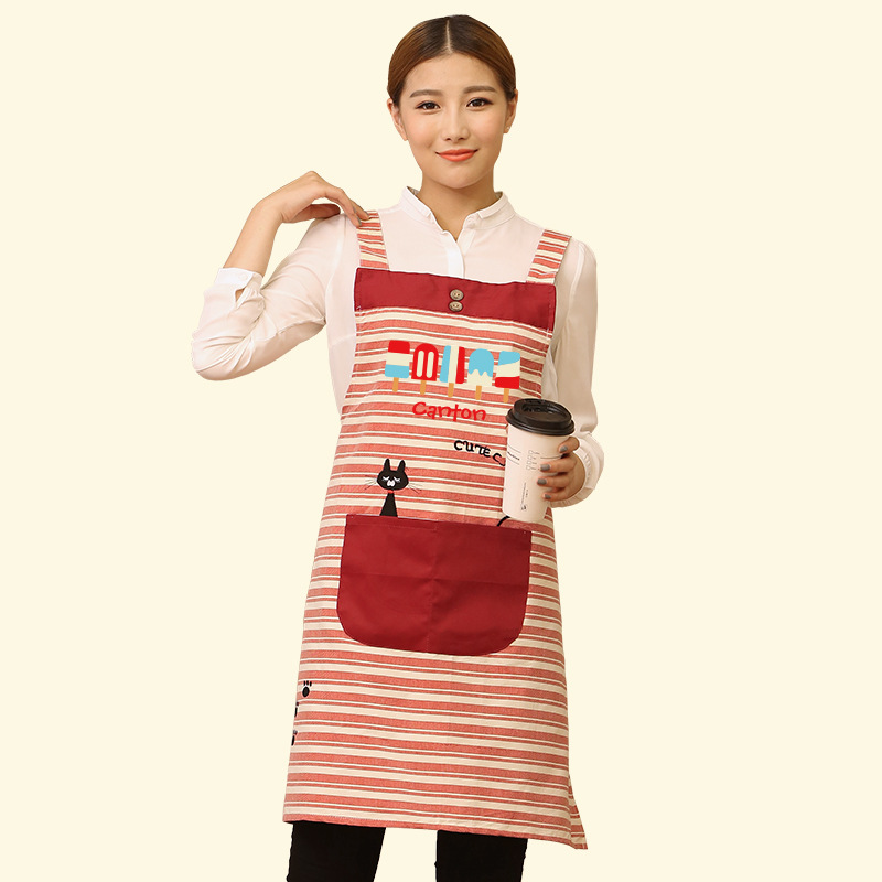 Delantal cocina del hogar anti-incrustante cintura de las mujeres moda estilo coreano adulto japonés lindo ropa de trabajo Impresión de logotipo personalizado