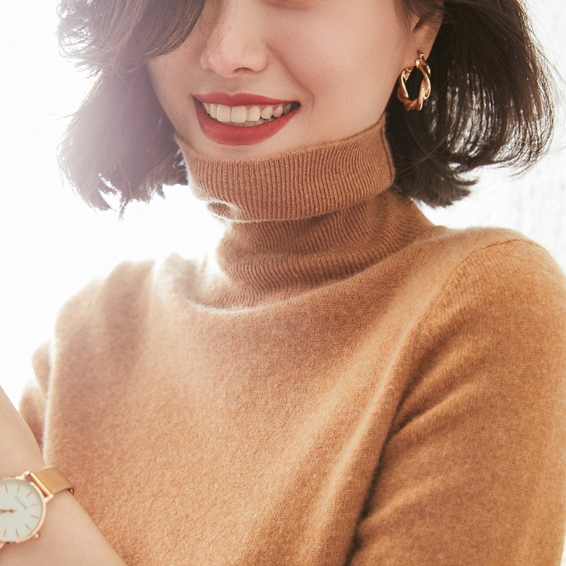 2020 Autumn and winter new pattern High collar Goat Fleece Loose Short Socket wool sweater Primer Sweater Korean Edition