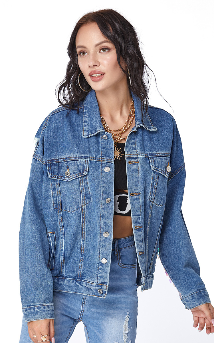 plus size sequin denim jacket   NSSY9488