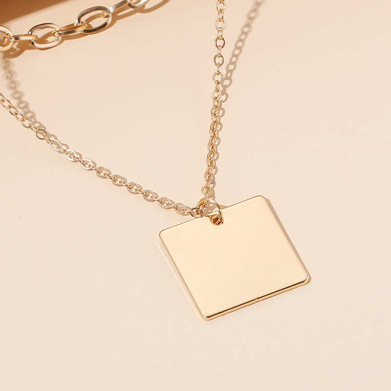13g Weight Necklace Classification Wedding, Travel Occasion Women'S Gender Fashion Style Gold Color Geometric Golden Glossy Multi-layer Necklace 5