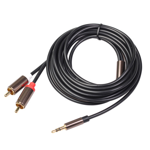 1m 2m all-copper gold-plated 3.5mm to 2RCA double Lotus mobile phone and computer connection amplifier subwoofer audio cable