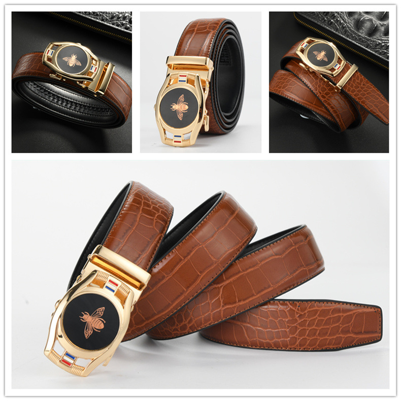 2023 New Hot Selling Crocodile Belt Men's Automatic Belt Buckling Floor Stand Men's Belt Embossing Technology_viptrois.com