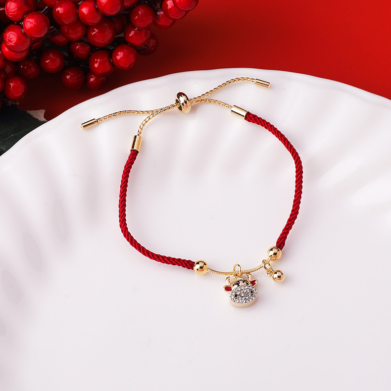 Red String Zodiac Cow Bracelet display picture 5