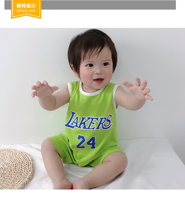 Summer Baby Sleeveless Vest Baby Basketball Uniform Baby Jumpsuit Wholesale display picture 7