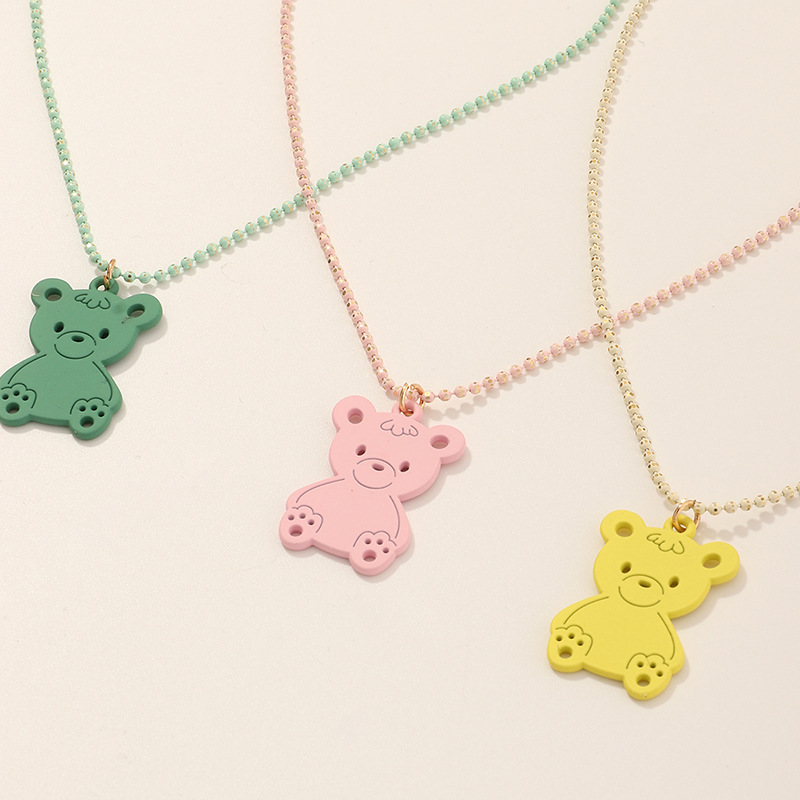 Hot Selling Children's Necklace Cute Bear Necklace display picture 3