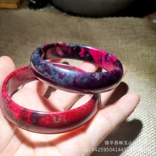 大量批发玉石桃花玉手镯梅花玉手镯子女款玉器红绿手镯等一件代发