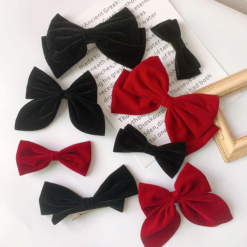 Bow Velvet Hairpin Side Clip Korean Hair Accessory Wholesale display picture 5