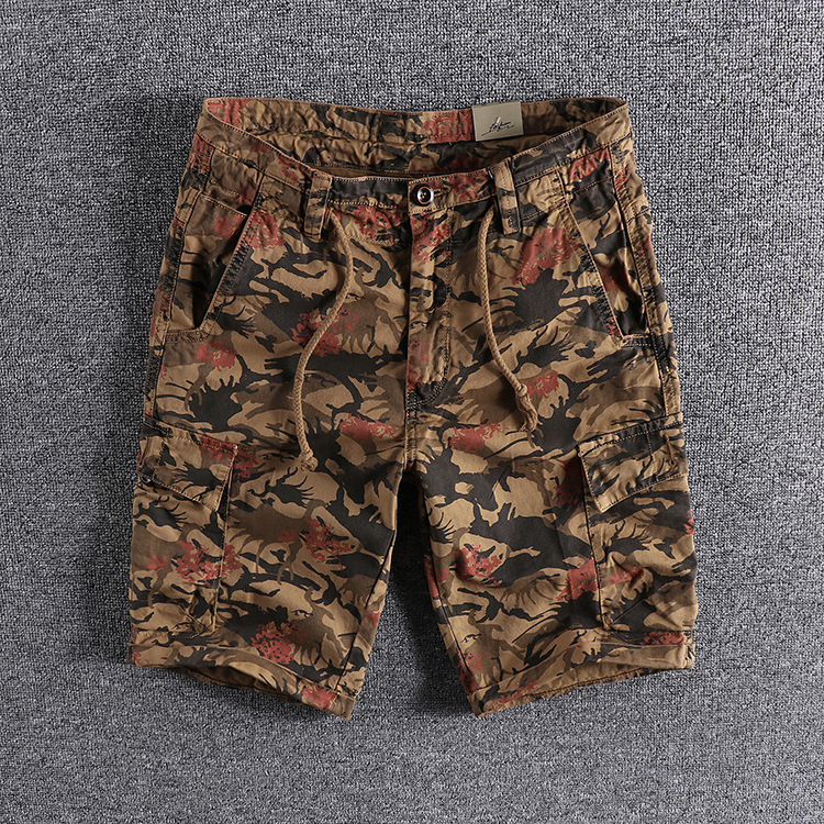 Retro trend washing camouflage youth five-point pants Europe and the United States foreign trade original single men's workwear shorts casual pants 19