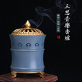 铜木香竹节音乐黄铜香炉 室内家居香道工具点香器 中式禅意卧香槽