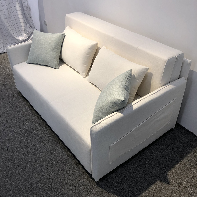 Almacenamiento plegable sofá cama multifuncional tela doble uso pequeño sofá de doble persona blanco simple inswind