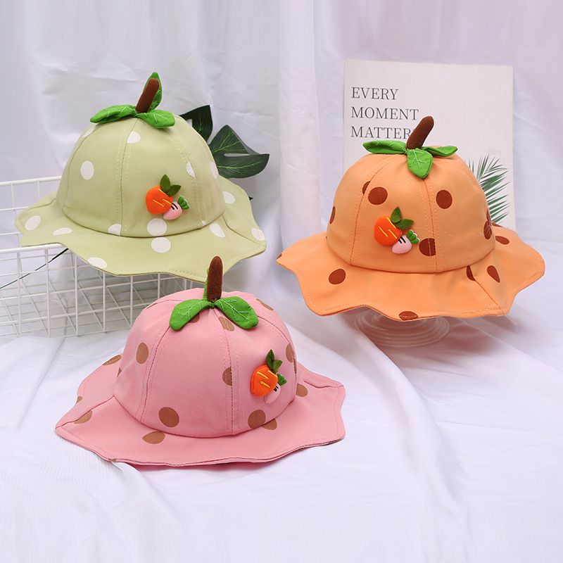 春秋新款卡通萝卜儿童防晒遮阳太阳帽可爱宝宝盆帽夏季男女渔夫帽
