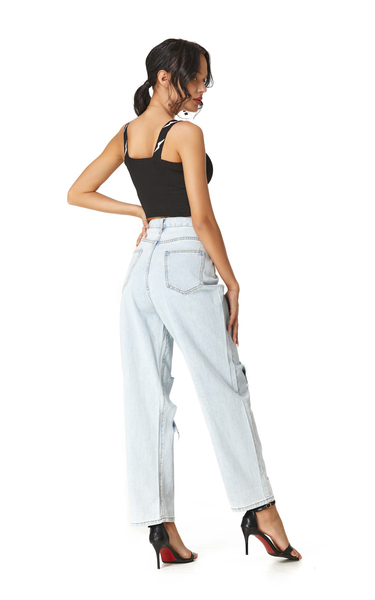 women s loose straight-leg denim pants NSSY9179