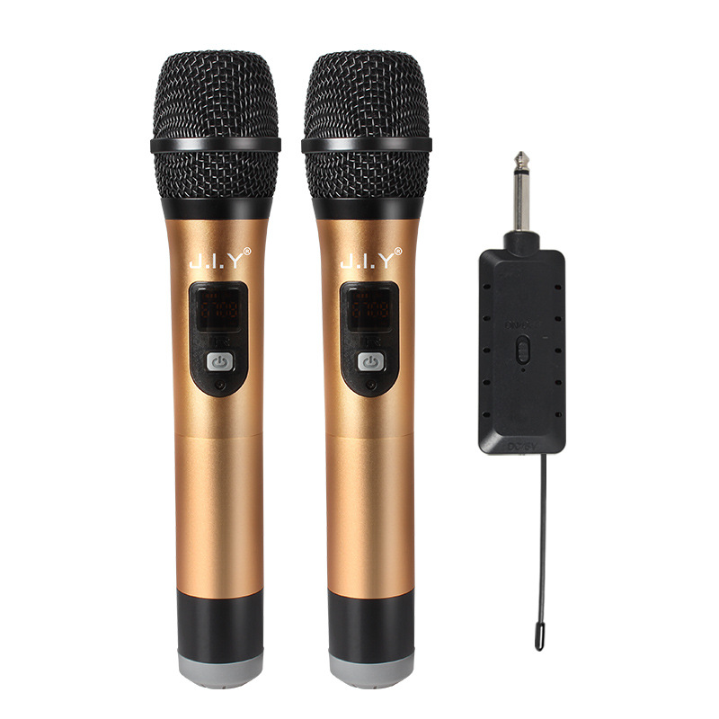 无线麦克风 动圈一拖二U段舞台音响功放手持家用K歌会议金属话筒
