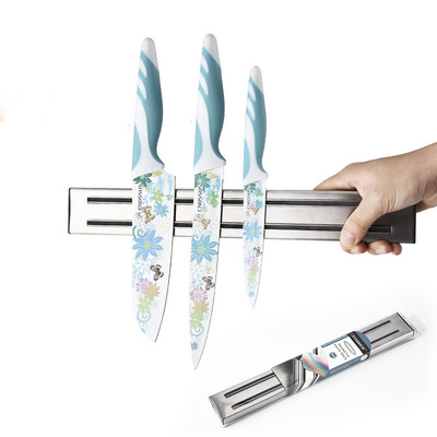 厂家直供不锈钢磁条厨师刀套装 挂壁式刀座 磁铁刀架 菜刀刀具架