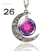 Mandala pendant retro hollow crescent necklace mandala flower totem Time gem jewelry supply