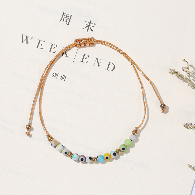 Ethnic Style Cross Eye Alloy Turquoise Rope Knitting Women's Bracelets display picture 4