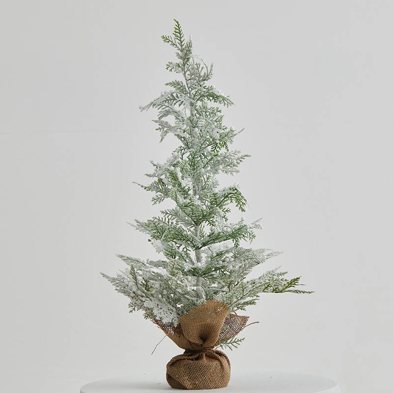 PE flocado nieve rociador escritorio pequeño árbol de Navidad hotel centro comercial escenario de suelo decoración decoración de Navidad
