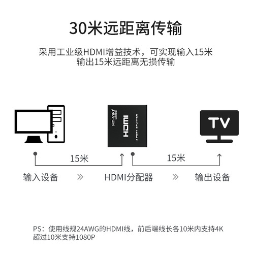 MStar HDMI Splitter 1-to-2 Converter 4K Video HD Cable 1-to-2 2-Port 4-Port