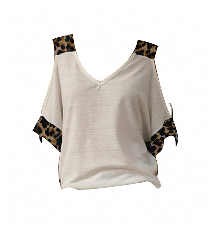 casual leopard print V-neck loose strapless top NSXS36208