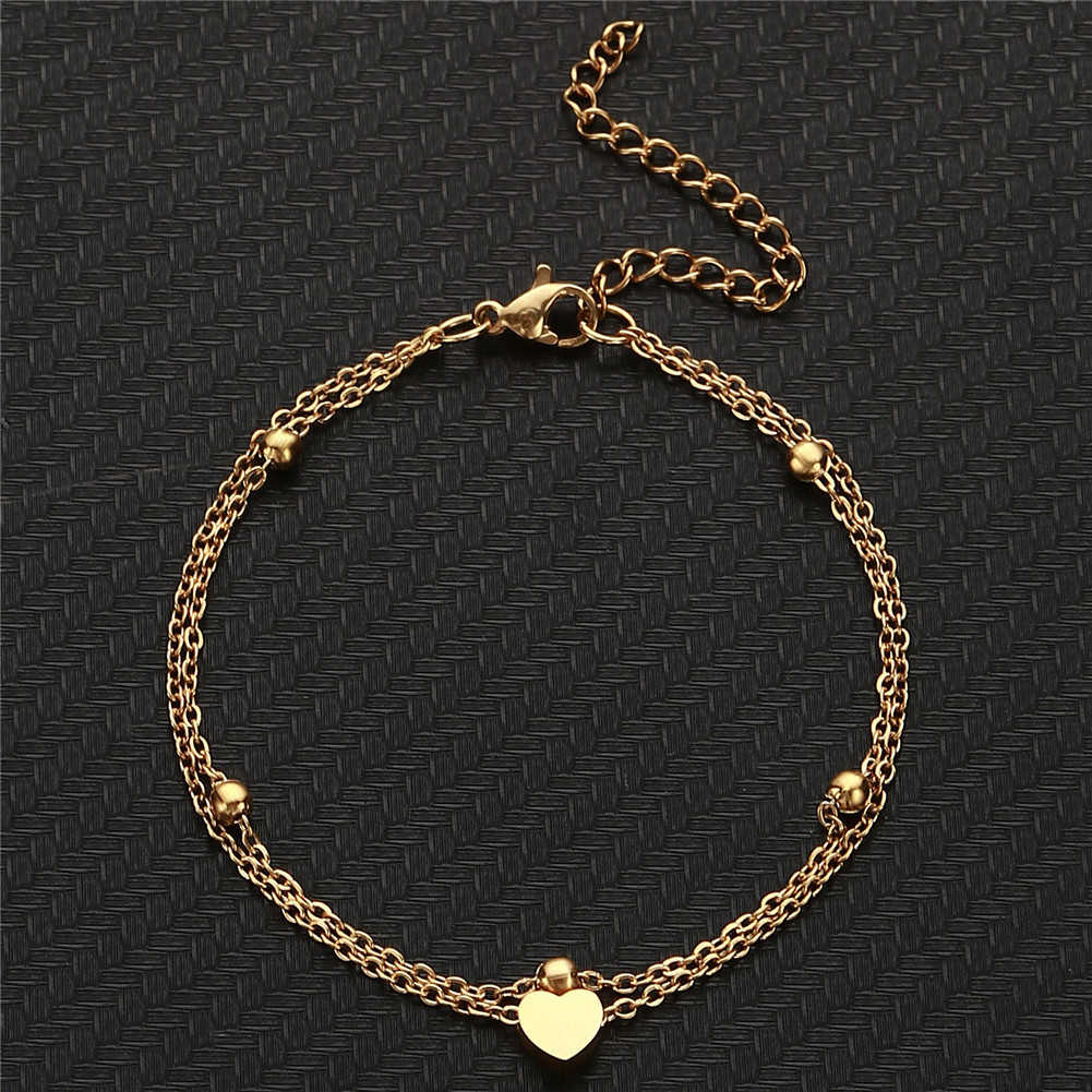 Wholesale Jewelry Simple Style Heart Shape Stainless Steel Anklet display picture 2