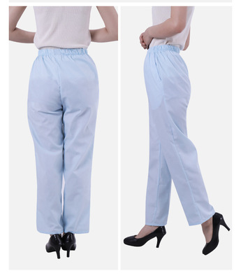厂家直销男女款护士裤子蓝色冬季护士服大码夏季薄款松紧腰工作裤|ru