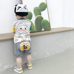 2022童裝夏季短袖短褲 兒童套裝卡通麵包超人新款短袖寶寶套裝