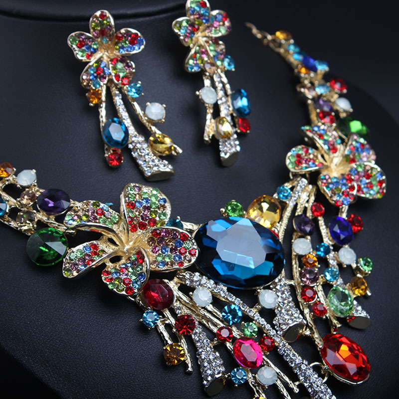 Flower Pattern Women'S Gender Classical Flower Artificial Gemstones Alloy Wholesale Necklace