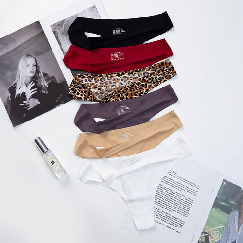 European and American foreign trade thong women's sexy T-pants low-waisted seamless one-piece ice silk sports fitness women's underwear