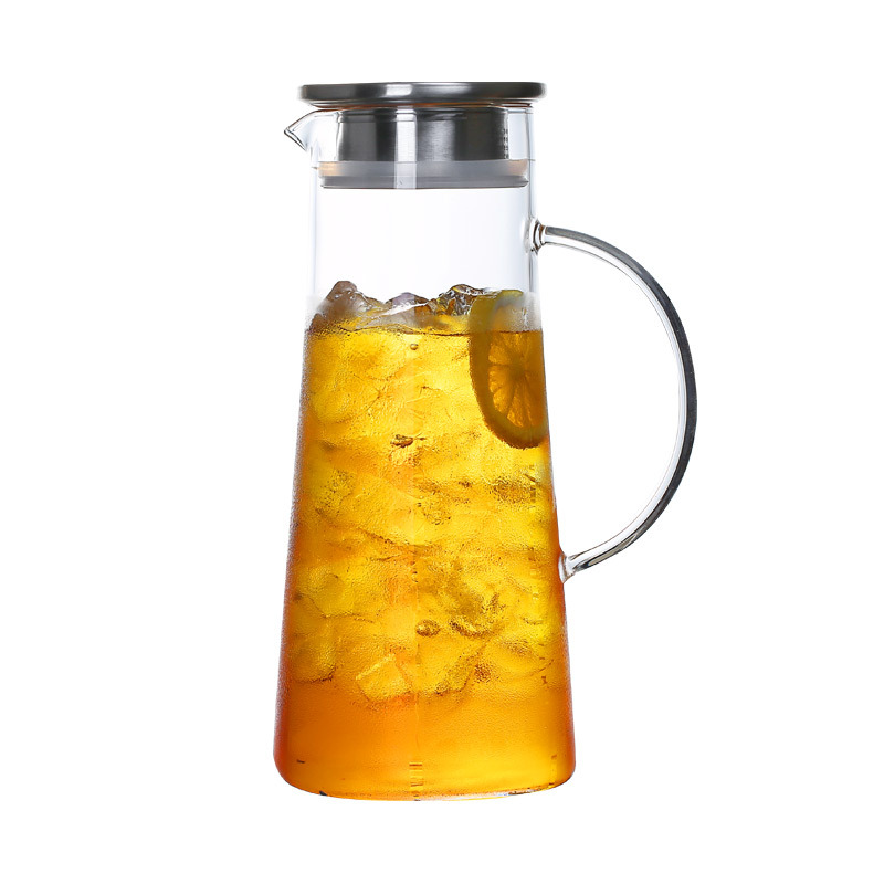 Fábrica al por mayor triángulo botella de agua fría gran capacidad vidrio botella de agua fría hogar material de vidrio de borosilicato olla de jugo