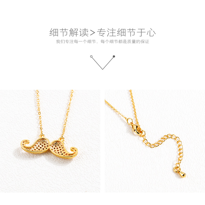 New Micro Zircon Bearded Necklace Women Fashion Copper Plated Gold Ladies Necklace display picture 2