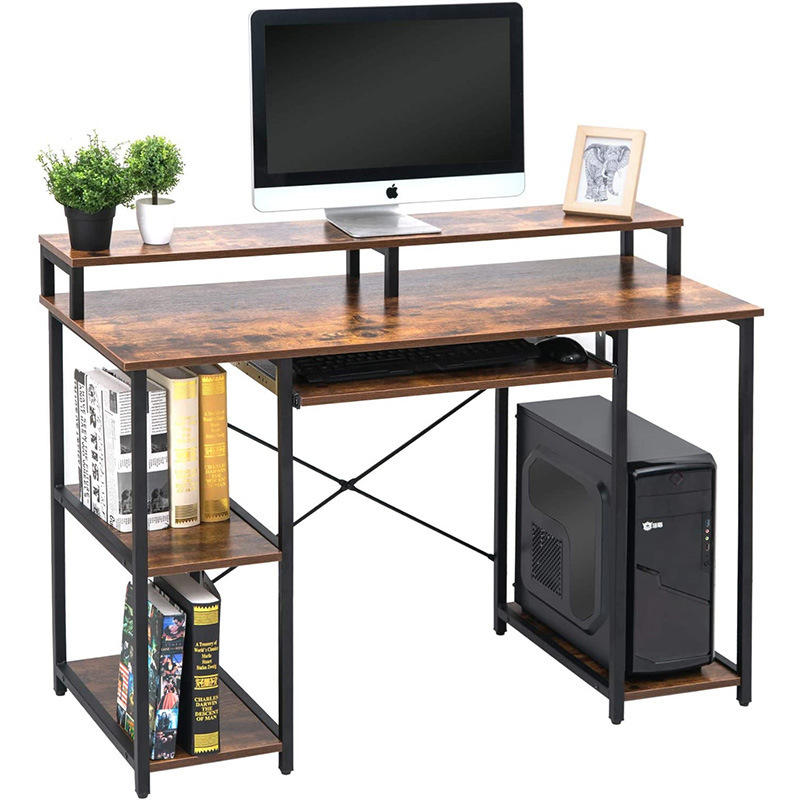 Factory Direct sales Amazon hot selling computer desk desktop computer desk with storage rack keyboard tray study desk
