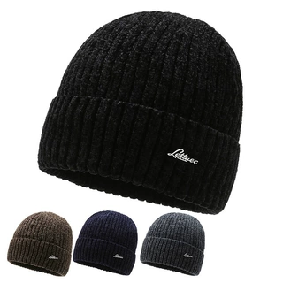 男士冬季毛线帽雪尼尔加绒加厚保暖针织帽女冬天韩版百搭字母帽子