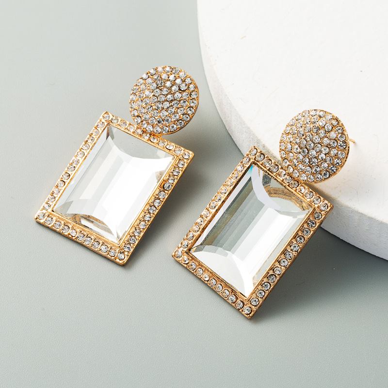 Retro Exaggerated Earrings Ladies Alloy Inlaid Rhinestone Geometric Korean Earrings Wholesale Nihaojewelry display picture 11