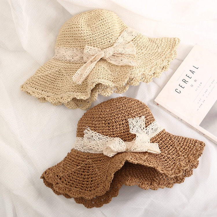 Women's Simple Style Plaid Bowknot Flat Eaves Straw Hat display picture 6