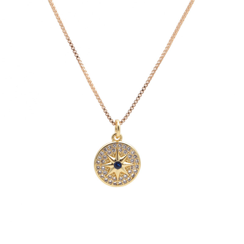 Round Six Pointed Star Pendant Necklace display picture 1