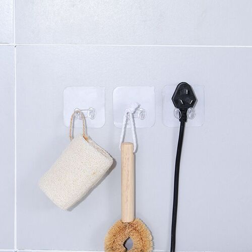Creative and simple transparent power plug seamless hook adhesive bracket plastic wall strong nail-free adhesive hook