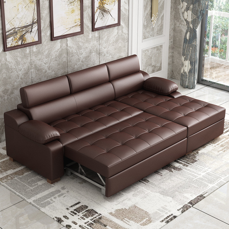 Art de cuero plegable de doble uso sofá cama de alta calidad sofá de esquina de almacenamiento tipo pequeño sofá cama multifuncional combinación
