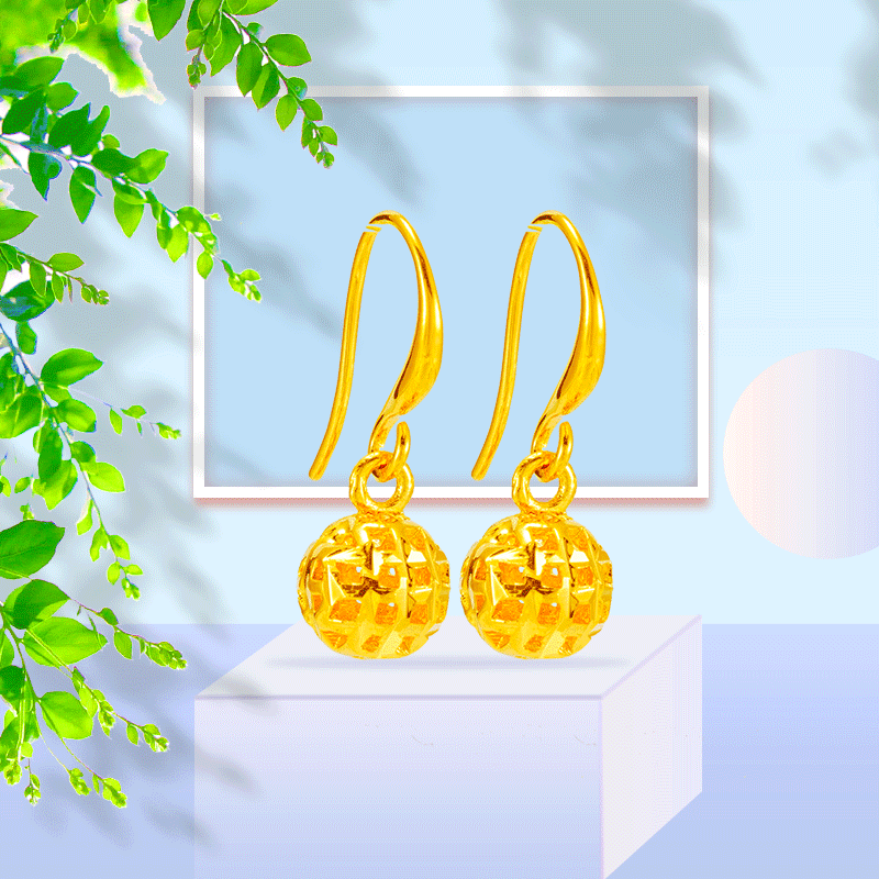 Luz de lujo exquisita imitación 24K oro hueco bola pendientes mujer moda Vietnam arena oro retro precioso pendientes joyería