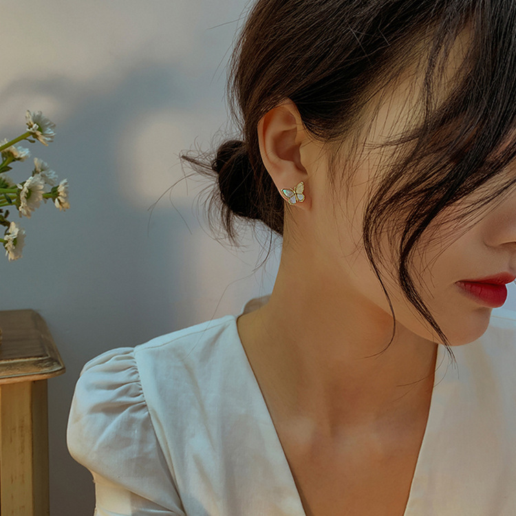 Koreanische Mode Neue Retro Mori Schmetterling Silber Nadel Ohrringe Lange Kette Quaste Ohrringe Weibliche Ohrringe display picture 4