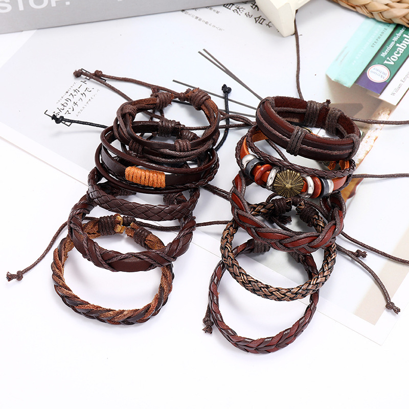 Fashion new cowhide simple multi-layer menu0027s bracelet