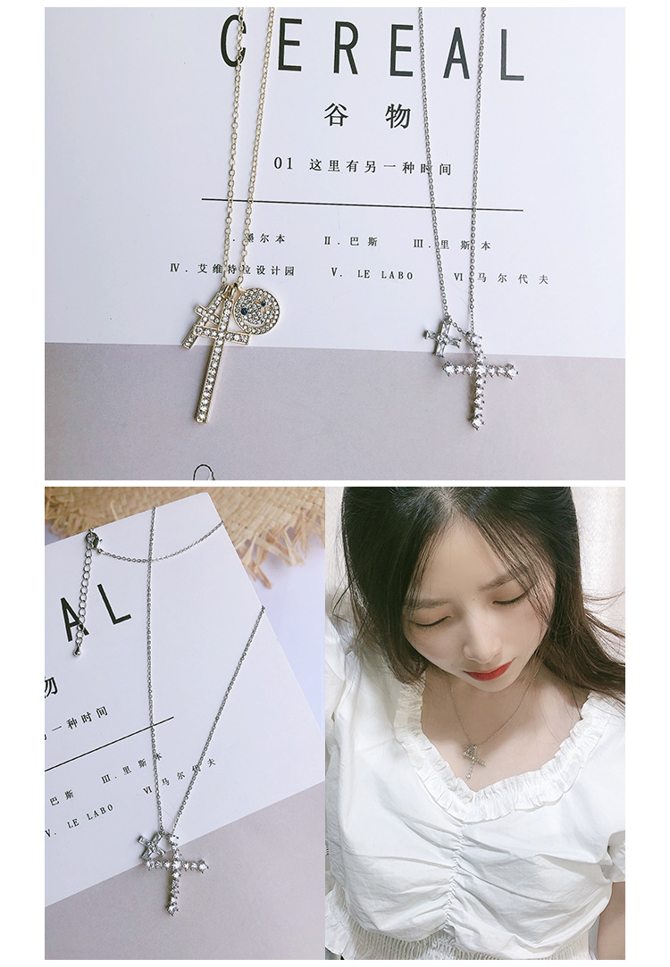 时尚酷女冷淡风INS欧美笑脸十字架钩子ins风潮人个性多层秋冬毛衣详情图6