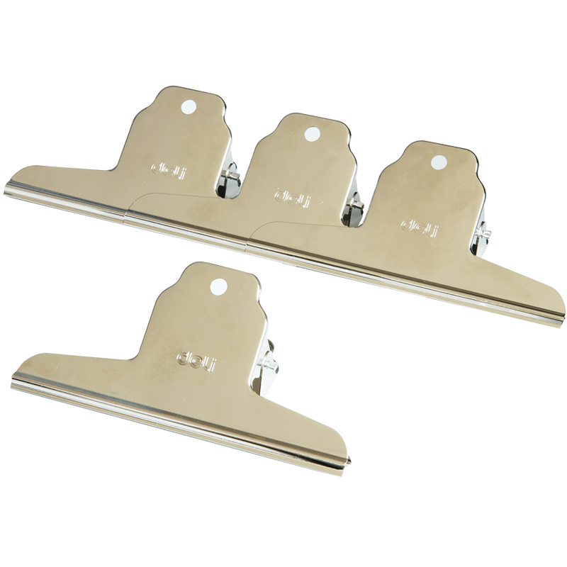 得力山形铁票夹9531 金属报刊资料整理夹 银色票据夹 4只/袋145mm