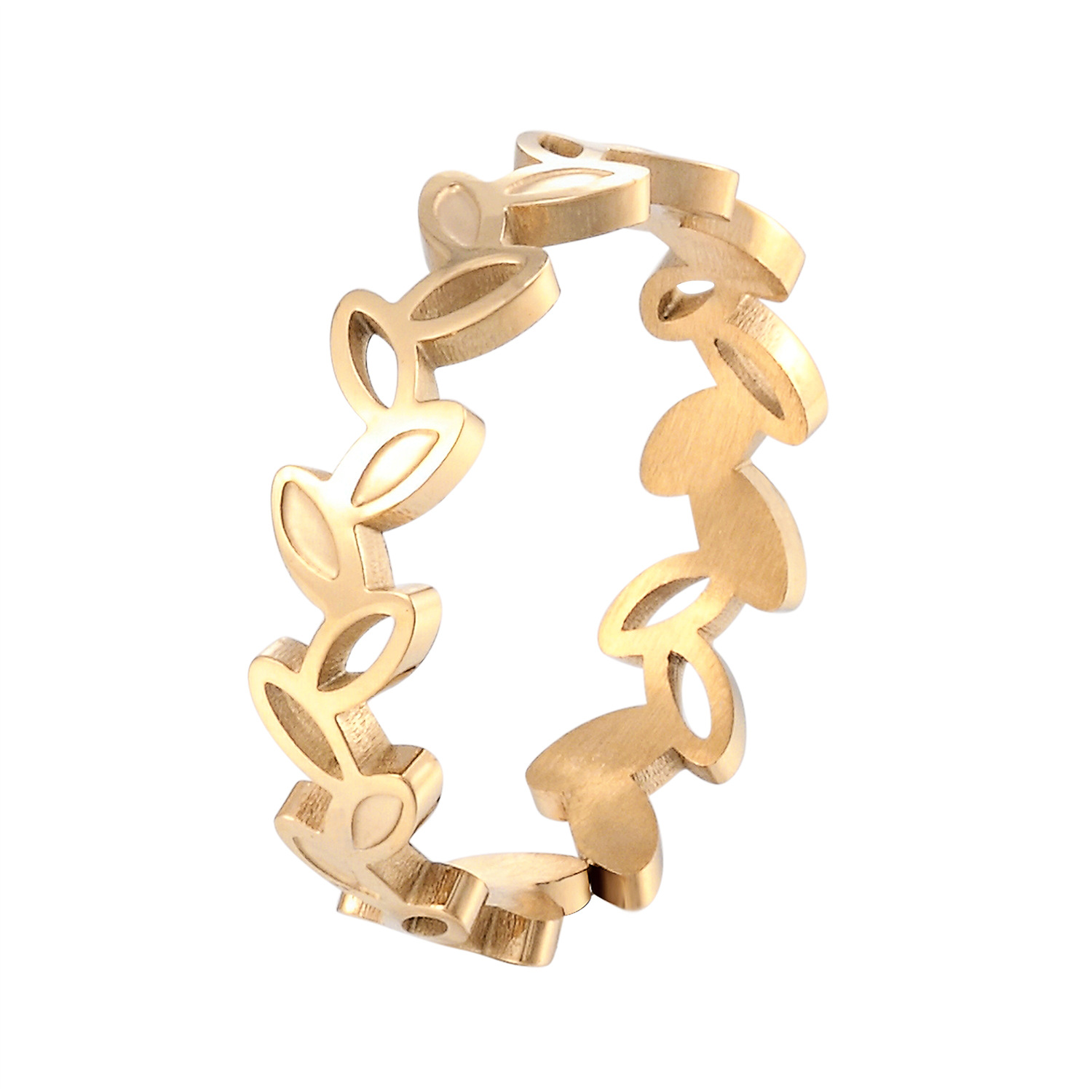 Women'S Gender 1 Piece Retro Leaf Hand Titanium Steel Plating Rings