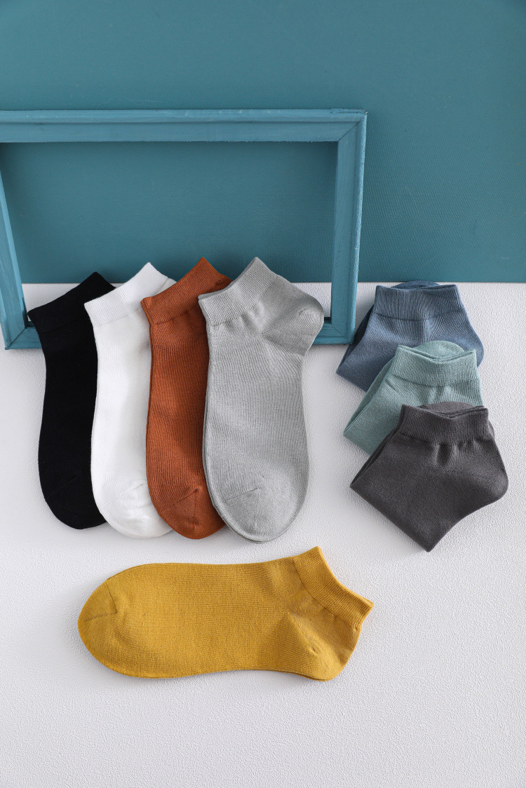 solid color men s cotton boat socks   NSFN40138