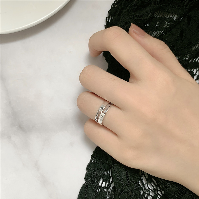 Creative Letter Hollow Ring Hip Hop Glossy Ring  Wholesale display picture 4