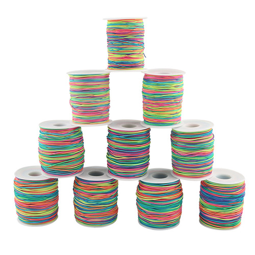 Factory direct sale 1.0-1.5mm DIY elastic thread, multicolored core elastic thread, handicraft colorful Buddha bead thread