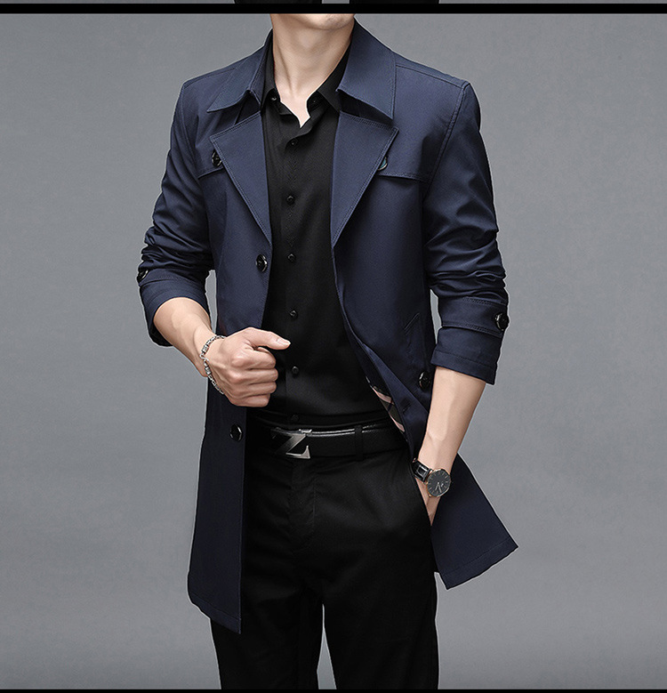 Heren trenchcoat halflang pluche warme zakelijke oversized jas_voghion.com