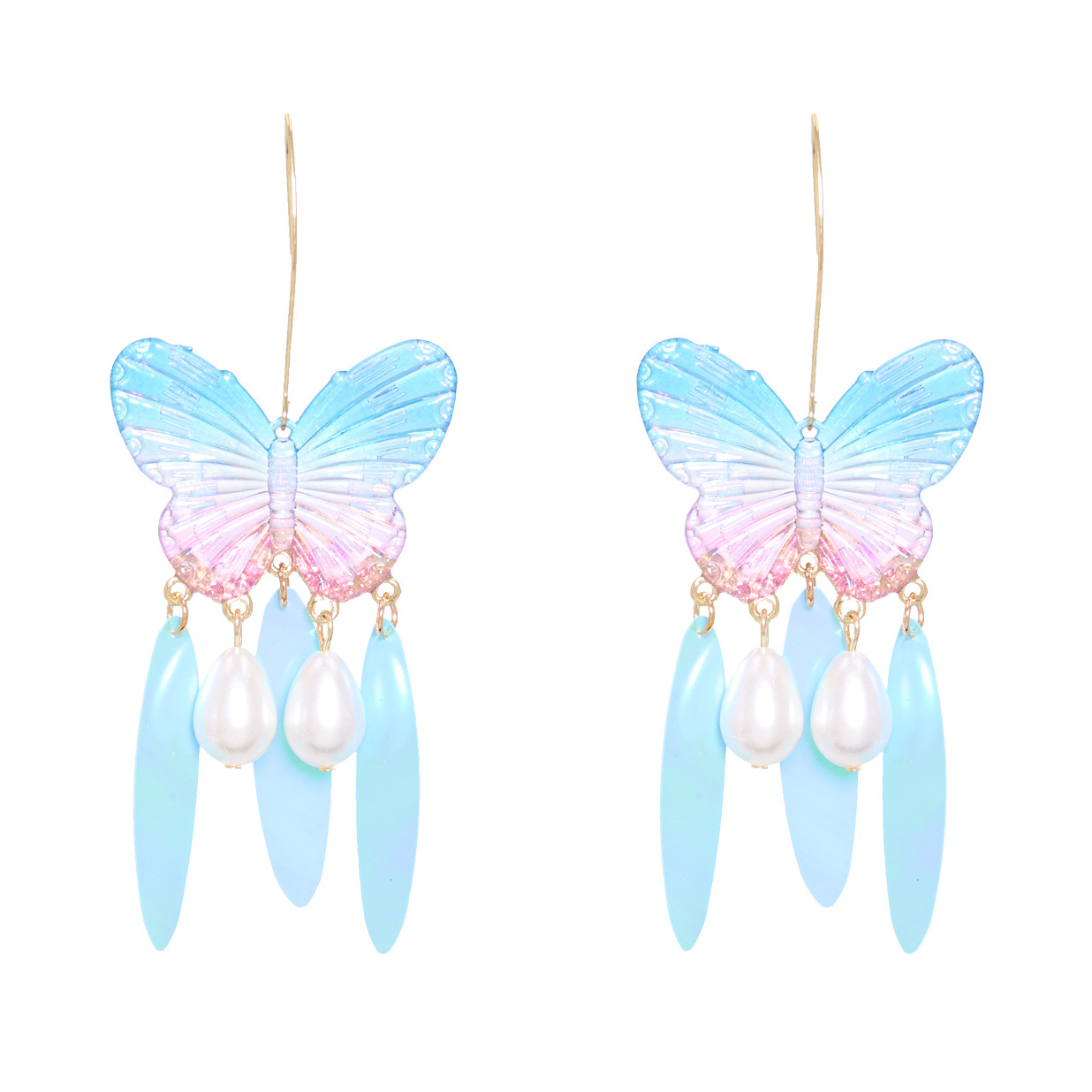 Neue Mode Geometrische Acrylplatte Schmetterling Wassertropfen Perlenohrringe Für Frauen display picture 10