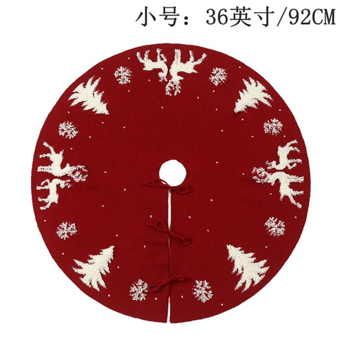 2020 new tree bottom apron Christmas venue layout creative knitted wool 3D three-dimensional elk 36-inch tree skirt