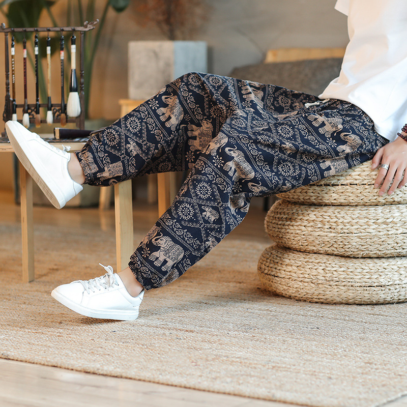 Summer New Men's Thin Breathable Cotton And Linen Casual Harem Pants